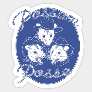 Possum Posse in denim blue Sticker